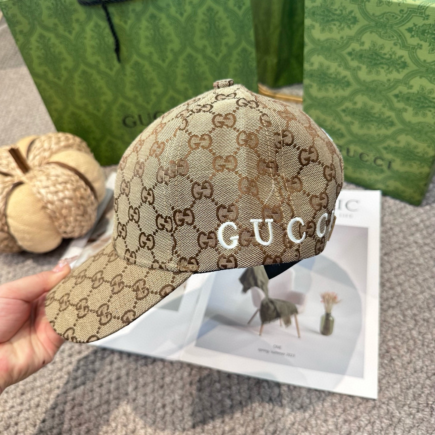  GUCCI古奇棒球帽2025新款gg提花 工艺非常精美 高档大气上档次！低调奢华，方便携带！
