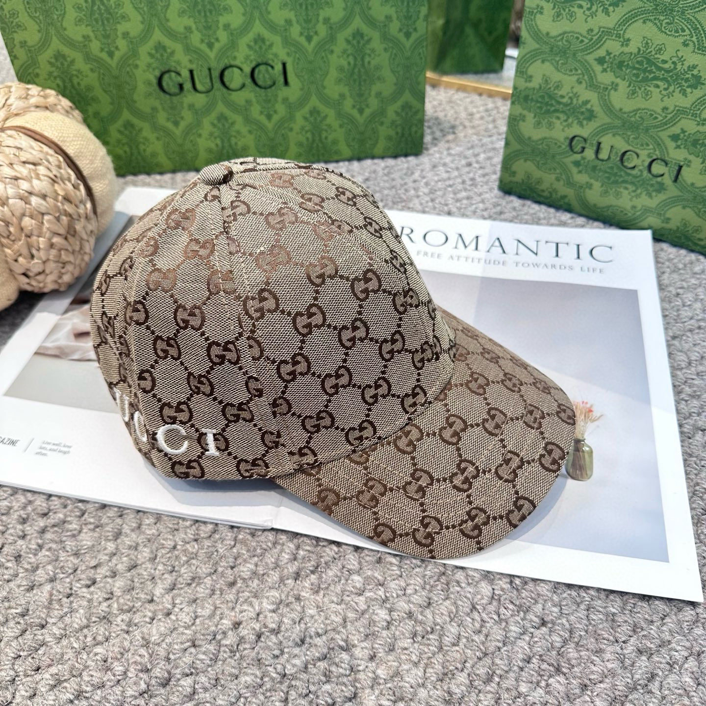  GUCCI古奇棒球帽2025新款gg提花 工艺非常精美 高档大气上档次！低调奢华，方便携带！