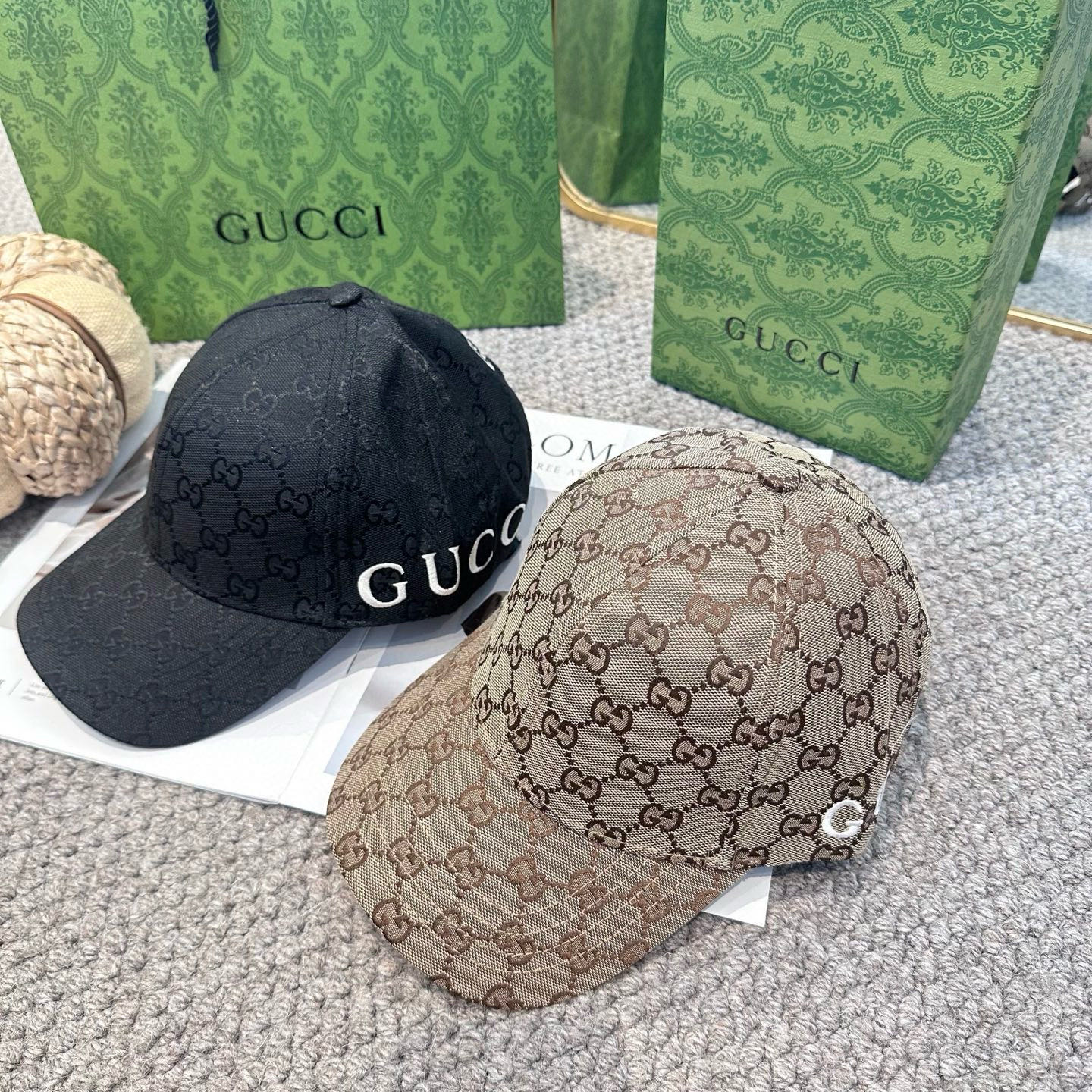  GUCCI古奇棒球帽2025新款gg提花 工艺非常精美 高档大气上档次！低调奢华，方便携带！
