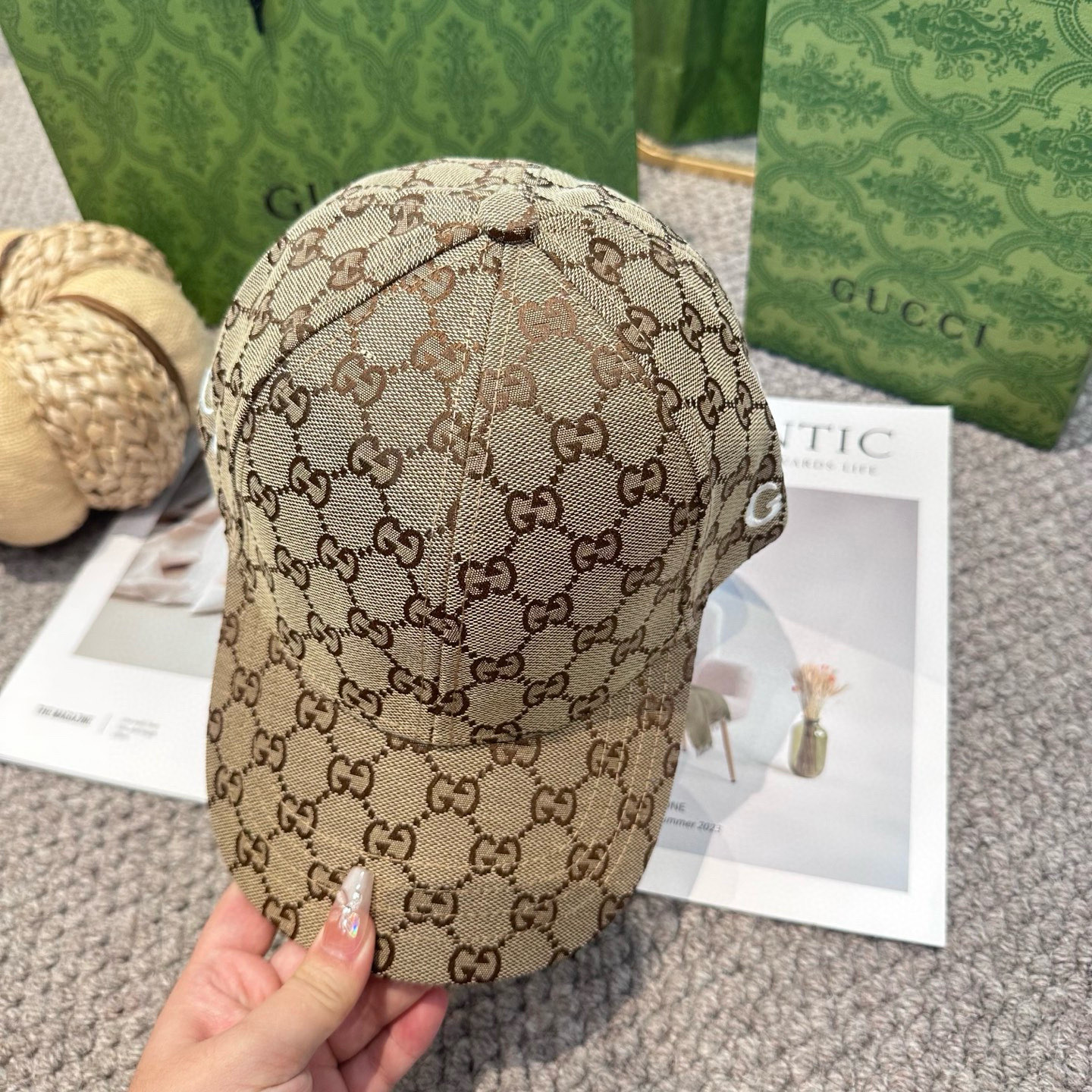 GUCCI古奇棒球帽2025新款gg提花 工艺非常精美 高档大气上档次！低调奢华，方便携带！