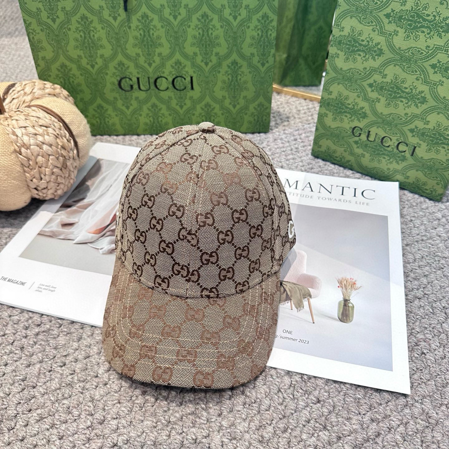  GUCCI古奇棒球帽2025新款gg提花 工艺非常精美 高档大气上档次！低调奢华，方便携带！