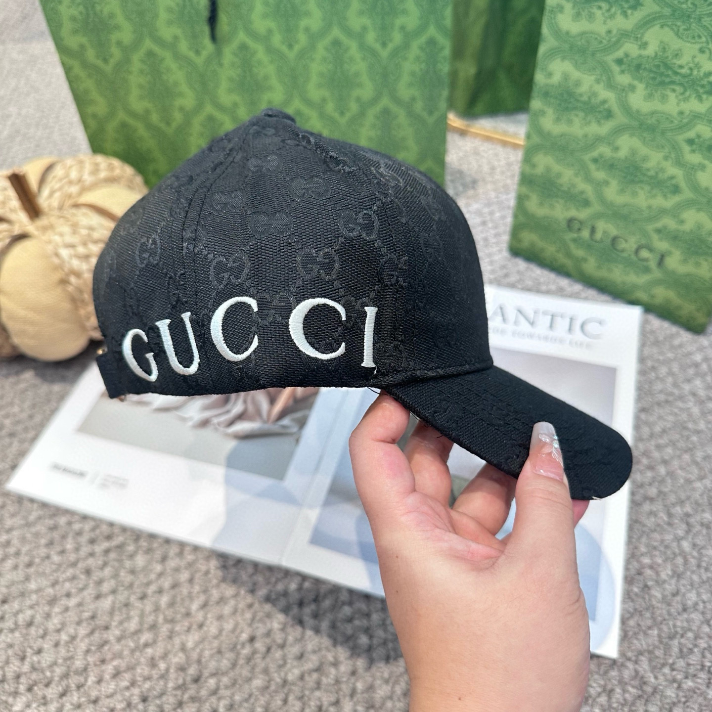  GUCCI古奇棒球帽2025新款gg提花 工艺非常精美 高档大气上档次！低调奢华，方便携带！