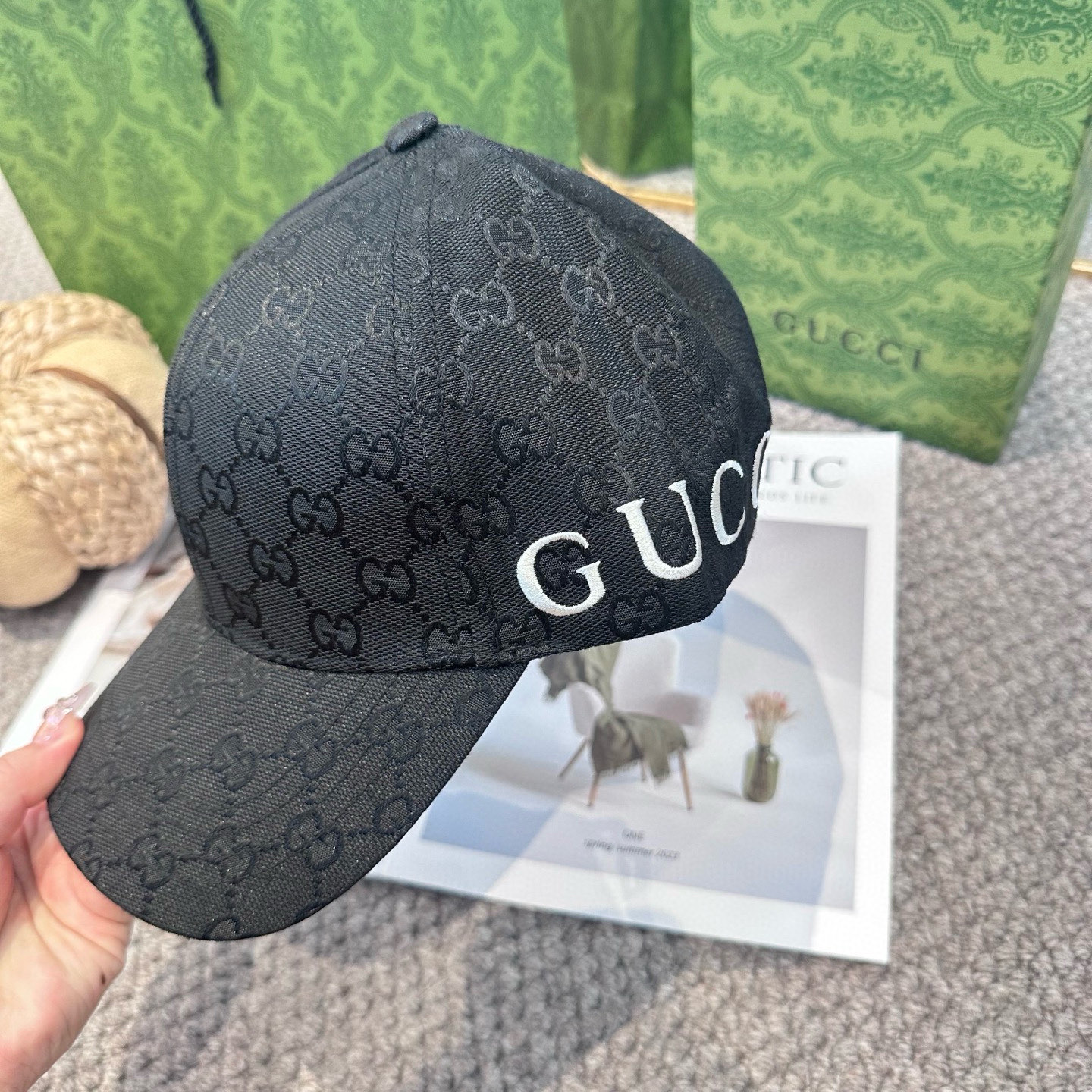  GUCCI古奇棒球帽2025新款gg提花 工艺非常精美 高档大气上档次！低调奢华，方便携带！