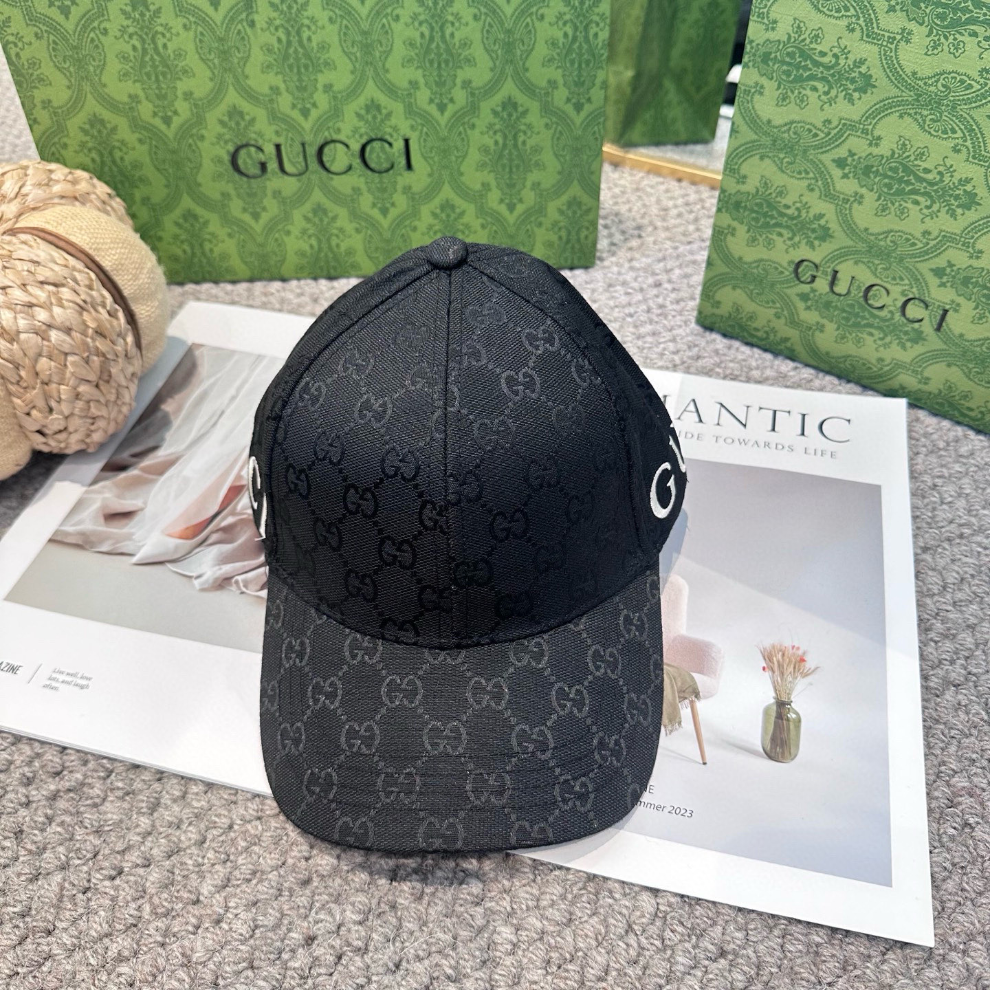  GUCCI古奇棒球帽2025新款gg提花 工艺非常精美 高档大气上档次！低调奢华，方便携带！