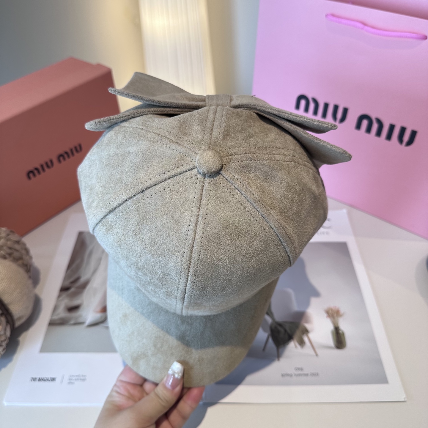  miumiu缪缪 新款绒面 蝴蝶结鸭舌帽，高端定制，百搭时尚精致💍3色
