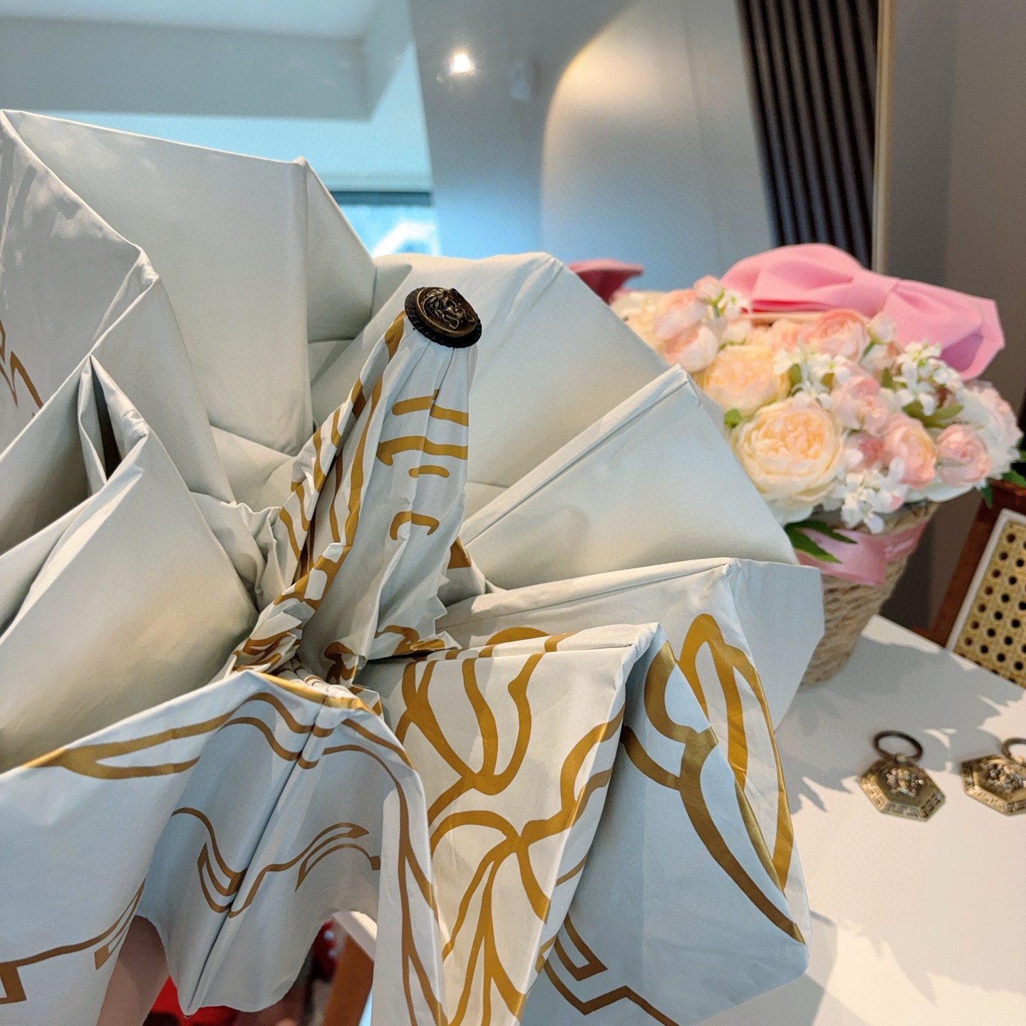  范思哲（VERSACE）新款 三折自动折叠晴雨伞 年度最新火爆单品  原单代工级品质 第一代210T碰