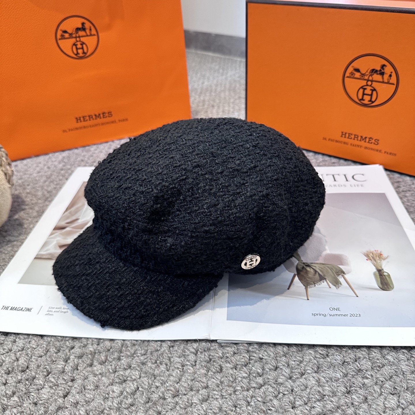  爱马仕HERMES 新款鸭舌画家帽 高版本原单品质 简约经典logo，质感超级赞👍，精致大牌范，女神必