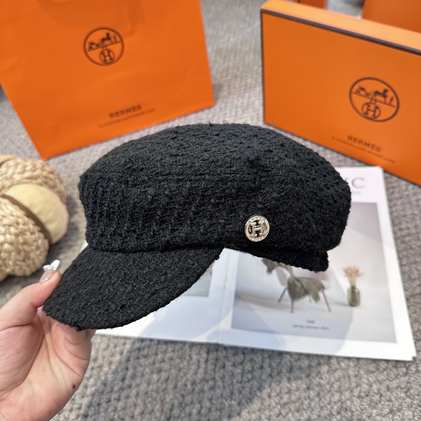  爱马仕HERMES 新款鸭舌画家帽 高版本原单品质 简约经典logo，质感超级赞👍，精致大牌范，女神必