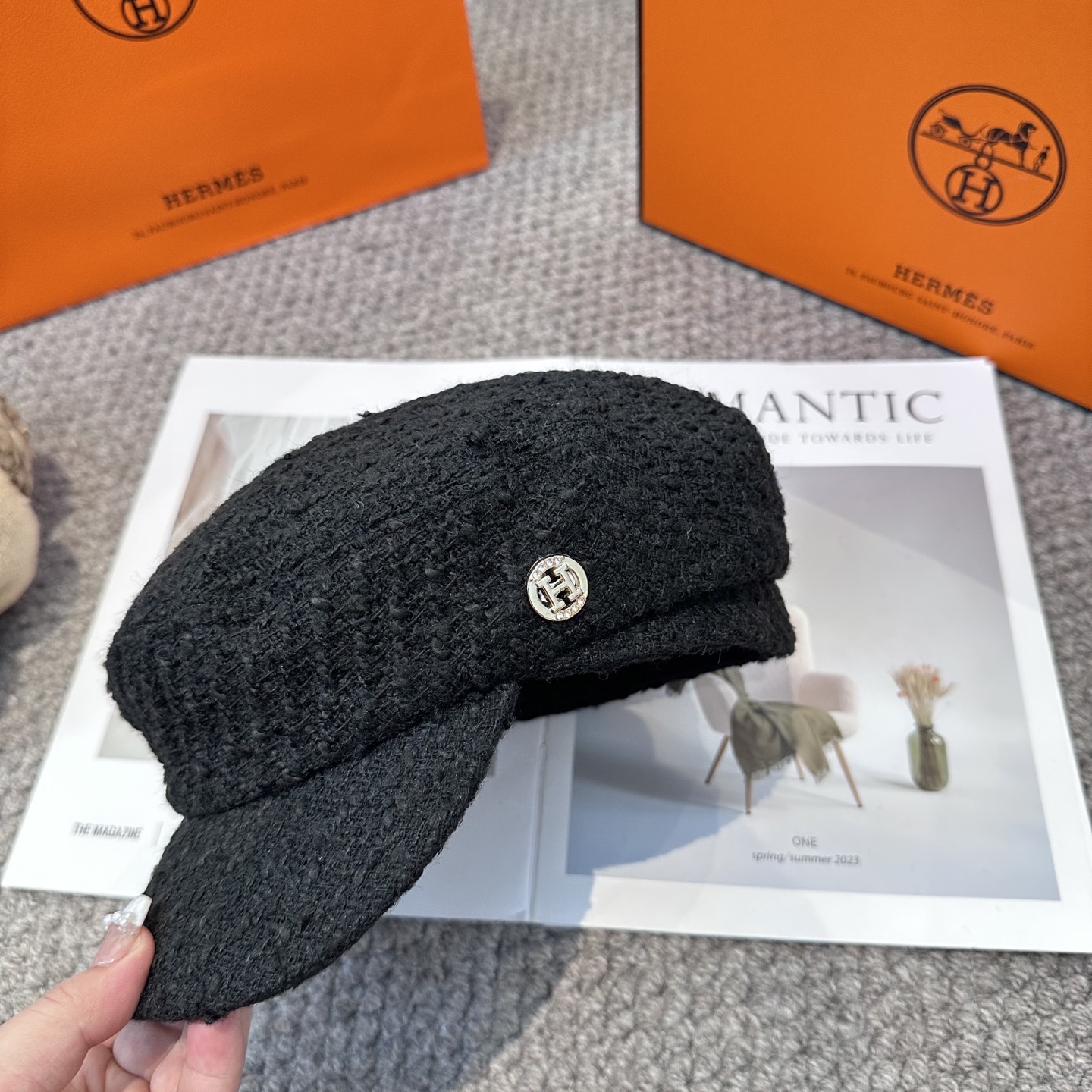  爱马仕HERMES 新款鸭舌画家帽 高版本原单品质 简约经典logo，质感超级赞👍，精致大牌范，女神必