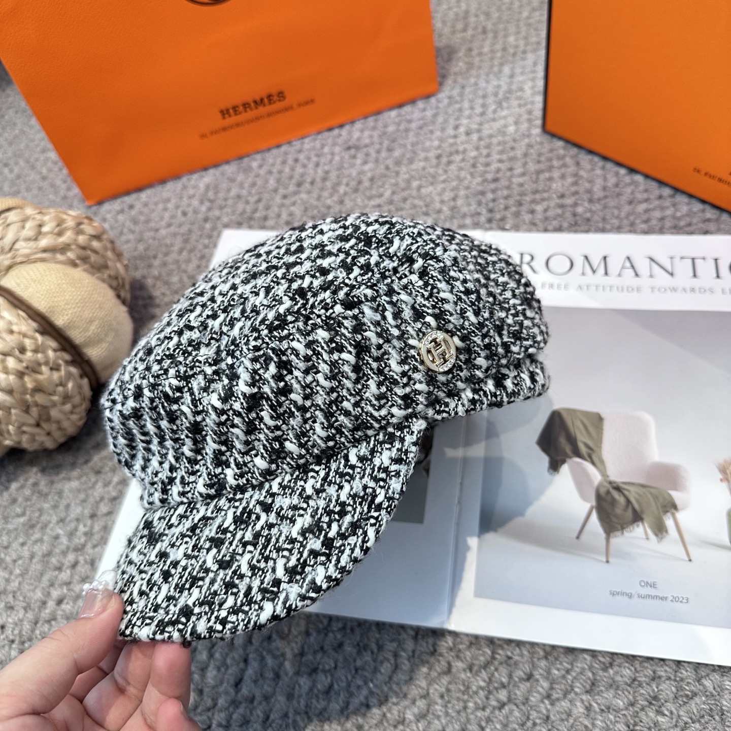  爱马仕HERMES 新款鸭舌画家帽 高版本原单品质 简约经典logo，质感超级赞👍，精致大牌范，女神必