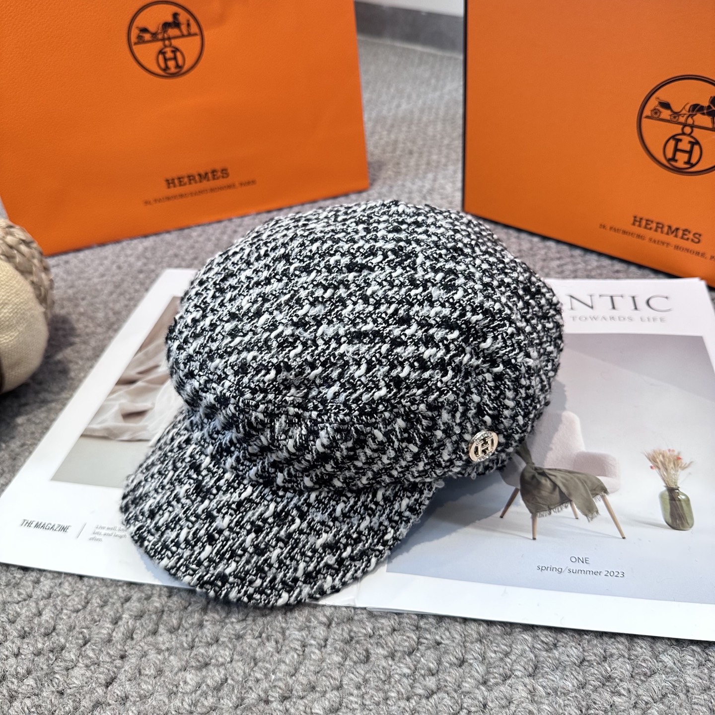  爱马仕HERMES 新款鸭舌画家帽 高版本原单品质 简约经典logo，质感超级赞👍，精致大牌范，女神必