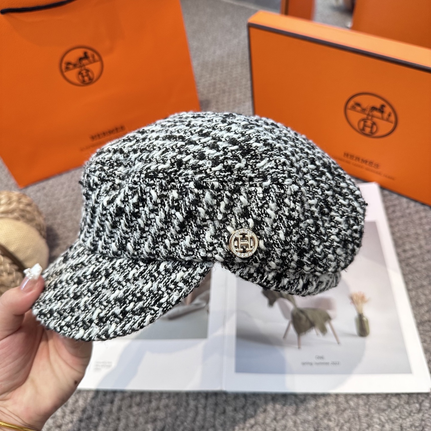  爱马仕HERMES 新款鸭舌画家帽 高版本原单品质 简约经典logo，质感超级赞👍，精致大牌范，女神必