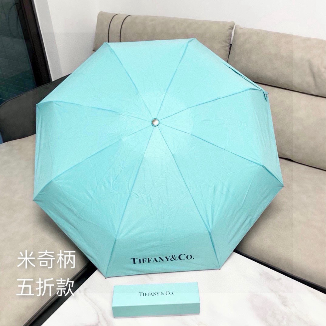  Tiffany蒂芙尼 米奇手柄 五折手开折叠晴雨伞 新款火爆来袭 夏日里的小清新 高效阻隔紫外线涂层 