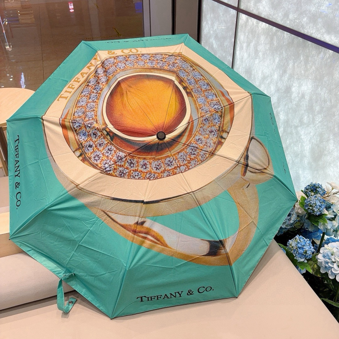  Tiffany蒂芙尼 三折自动折叠晴雨伞 火爆来袭 夏日里的小清新 高效阻隔紫外线涂层 有伞随行 晴雨
