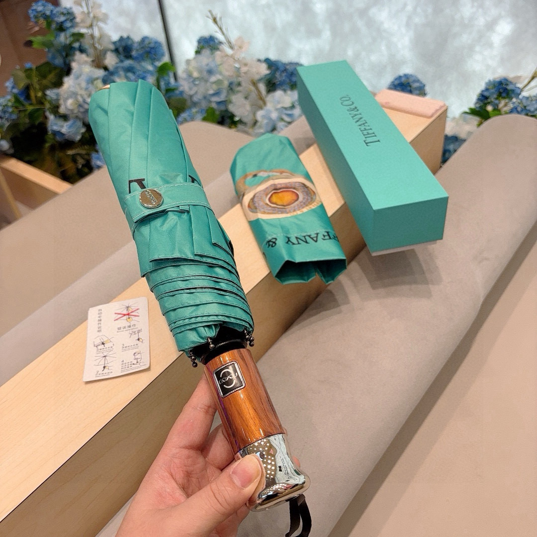  Tiffany蒂芙尼 三折自动折叠晴雨伞 火爆来袭 夏日里的小清新 高效阻隔紫外线涂层 有伞随行 晴雨