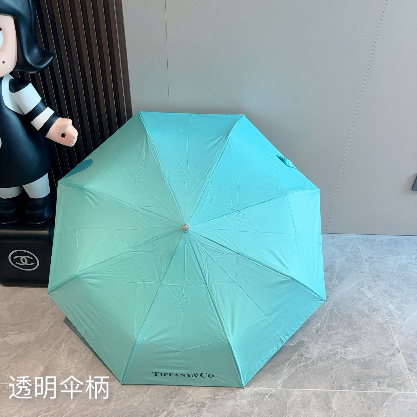 Tiffany蒂芙尼 透明手柄三折自动折叠晴雨伞 火爆来袭 夏日里的小清新 高效阻隔紫外线涂层 有伞随行