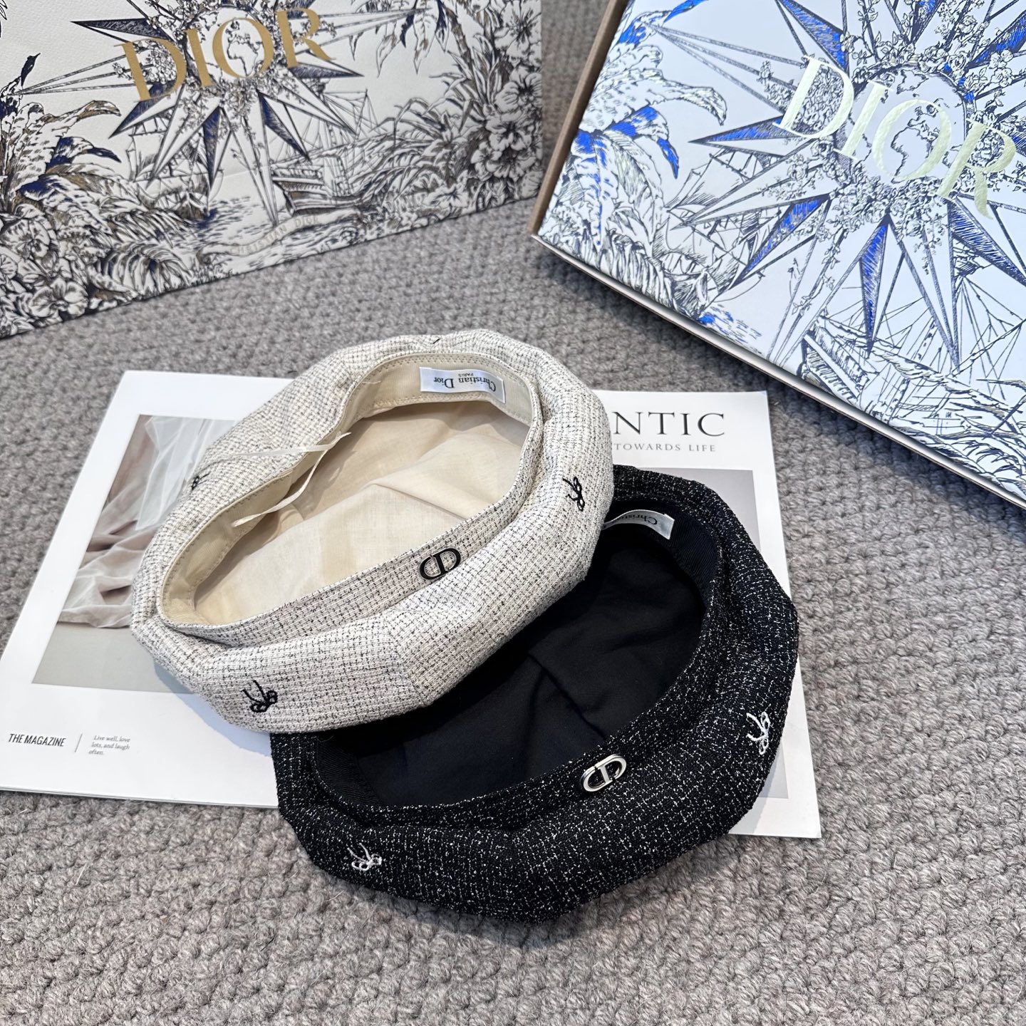 DIOR迪奥 贝雷帽子女春秋网红日系复古百搭画家帽品脸小凹造型八角帽