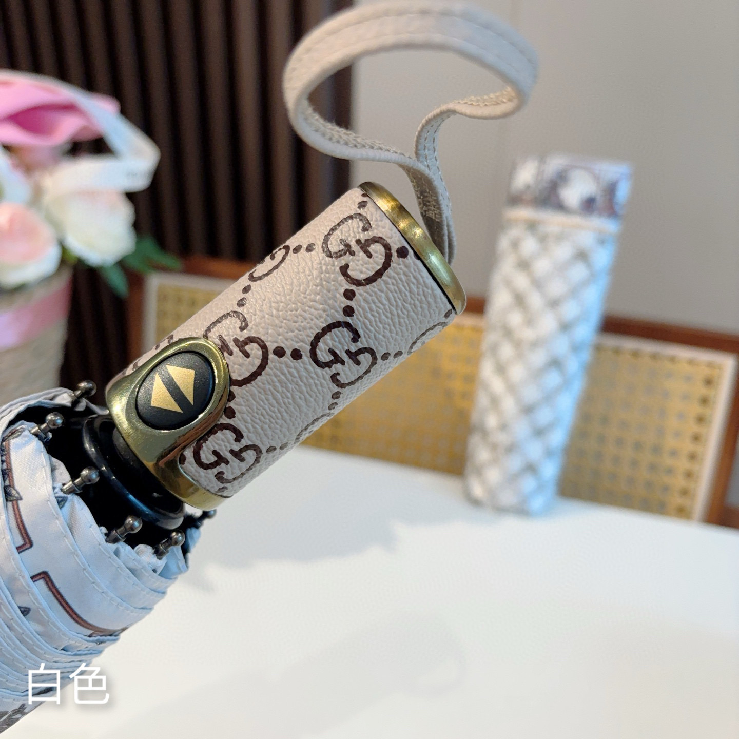  GUCCI（古奇） 三折自动折叠晴雨伞  晴天遮阳 雨天遮雨 原单代工品质 带防紫外线涂层 长度30c