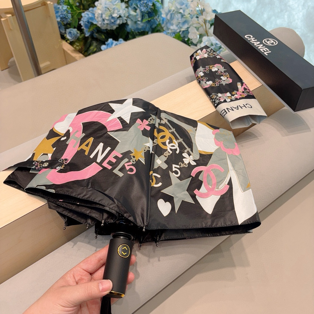  CHANEL（香奈儿）三折自动折叠晴雨伞 做工精细 气质 时尚 炒鸡好看！防紫外线 人手必备 ！