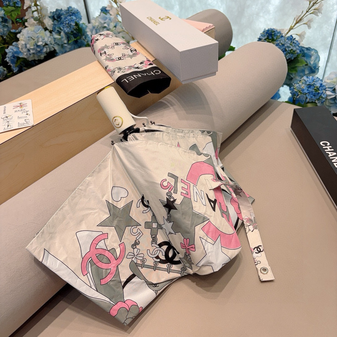  CHANEL（香奈儿）三折自动折叠晴雨伞 做工精细 气质 时尚 炒鸡好看！防紫外线 人手必备 ！