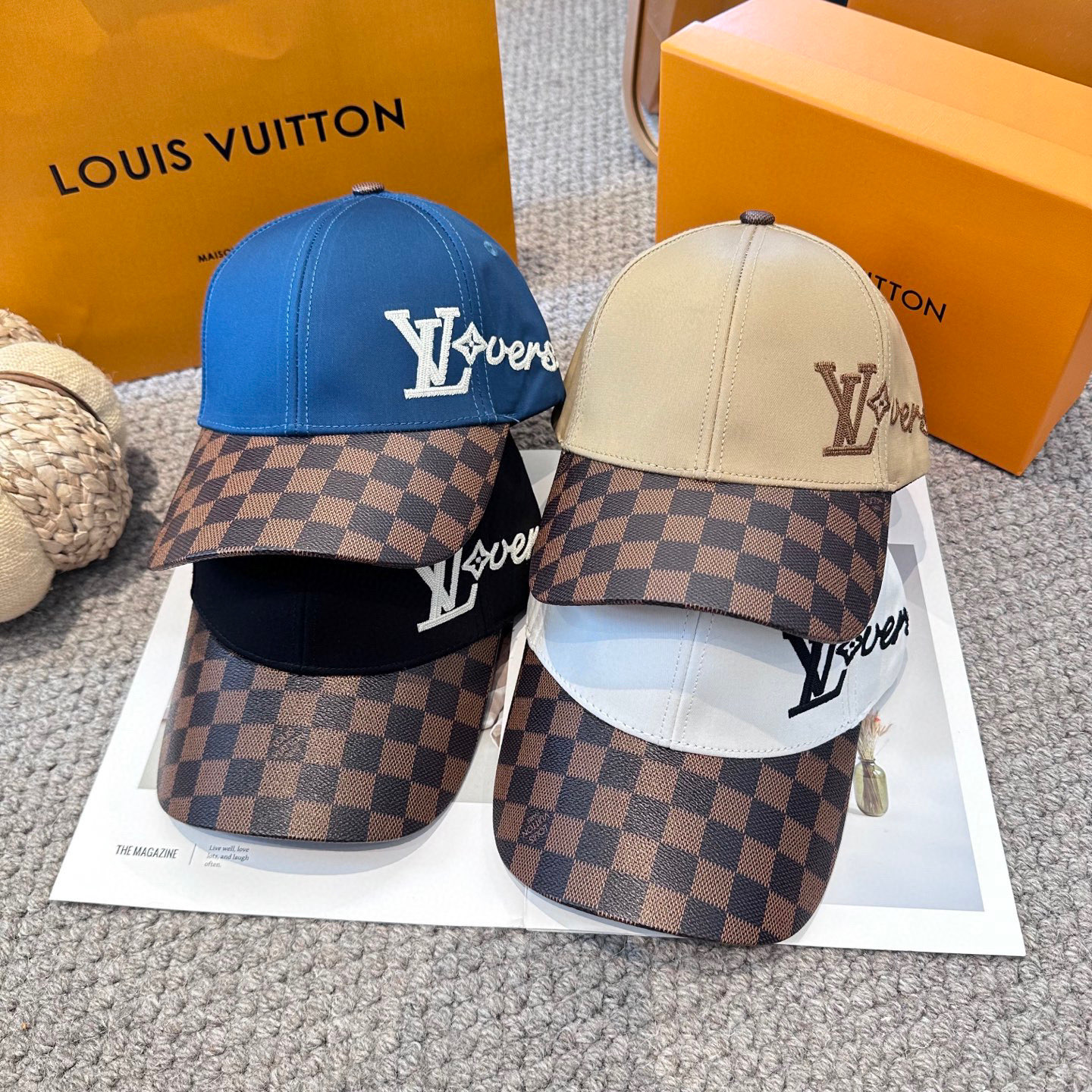 🧢路易威登棒球帽 LouisVuitton😍新款棋盘格棒球帽，重工打造♥️高端大气，百搭款🤗男女通用！