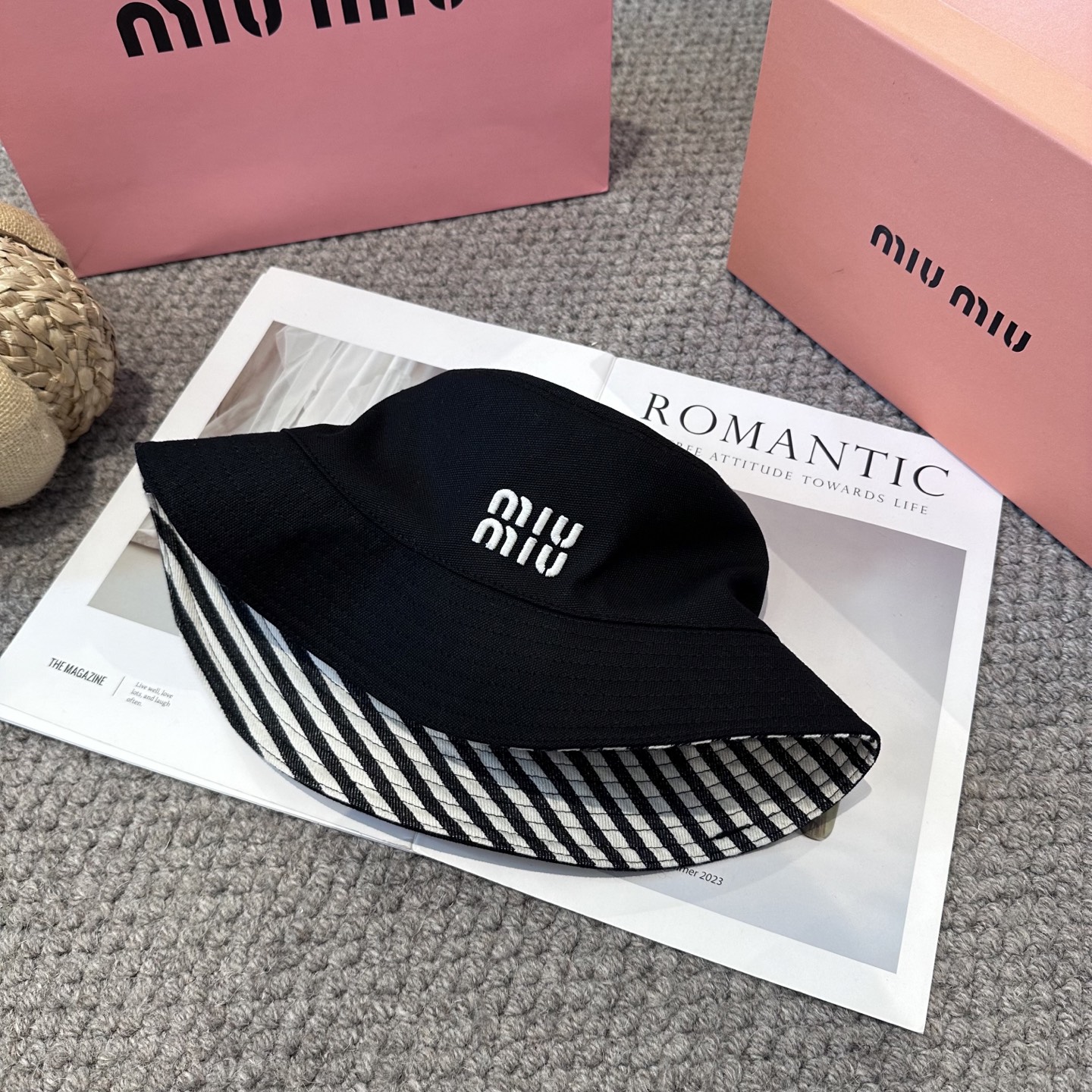  miumiu双面渔夫帽 一比一开模定制，头围57cm男女通用