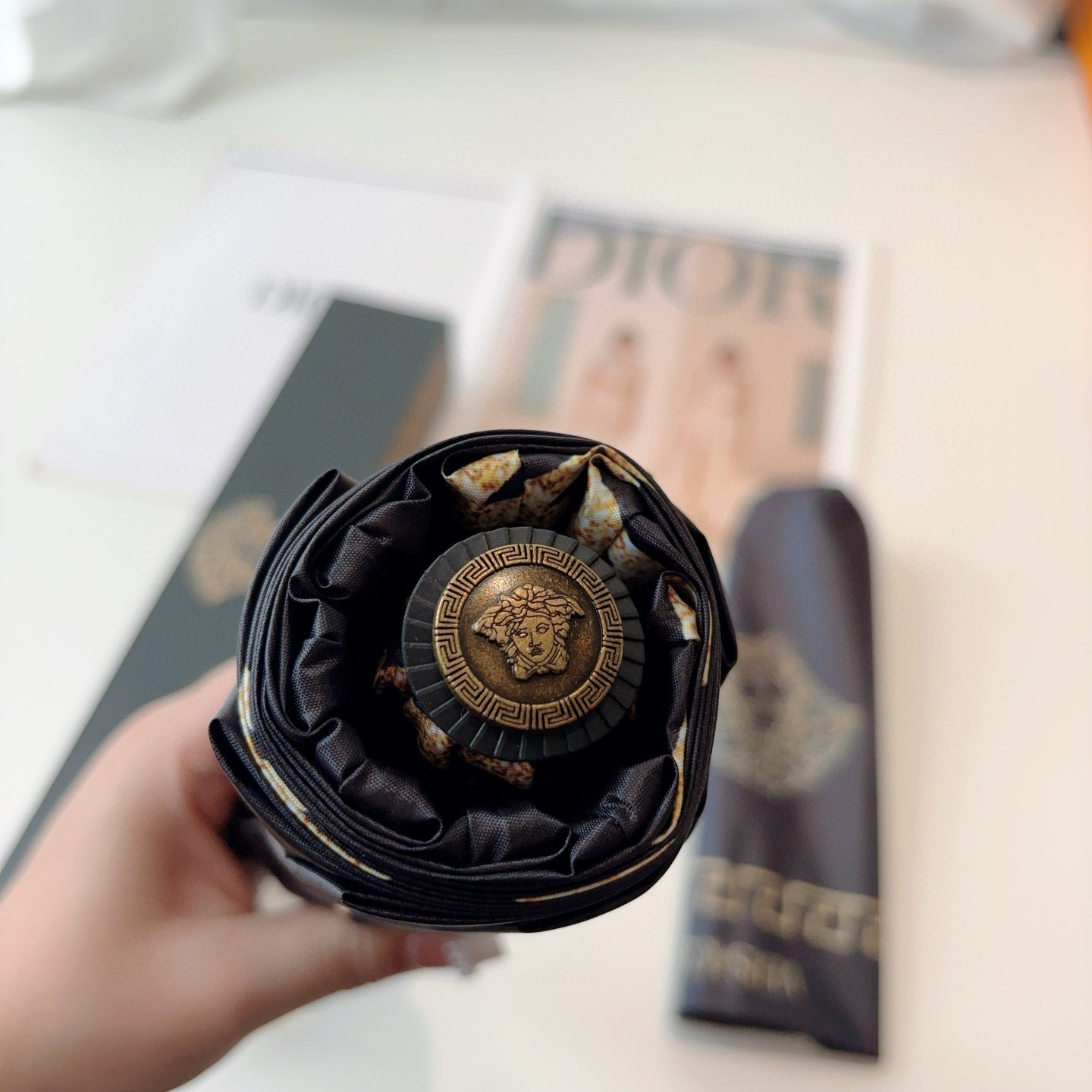  范思哲（VERSACE）新款 三折自动折叠晴雨伞 年度最新火爆单品  原单代工级品质 第一代210T碰