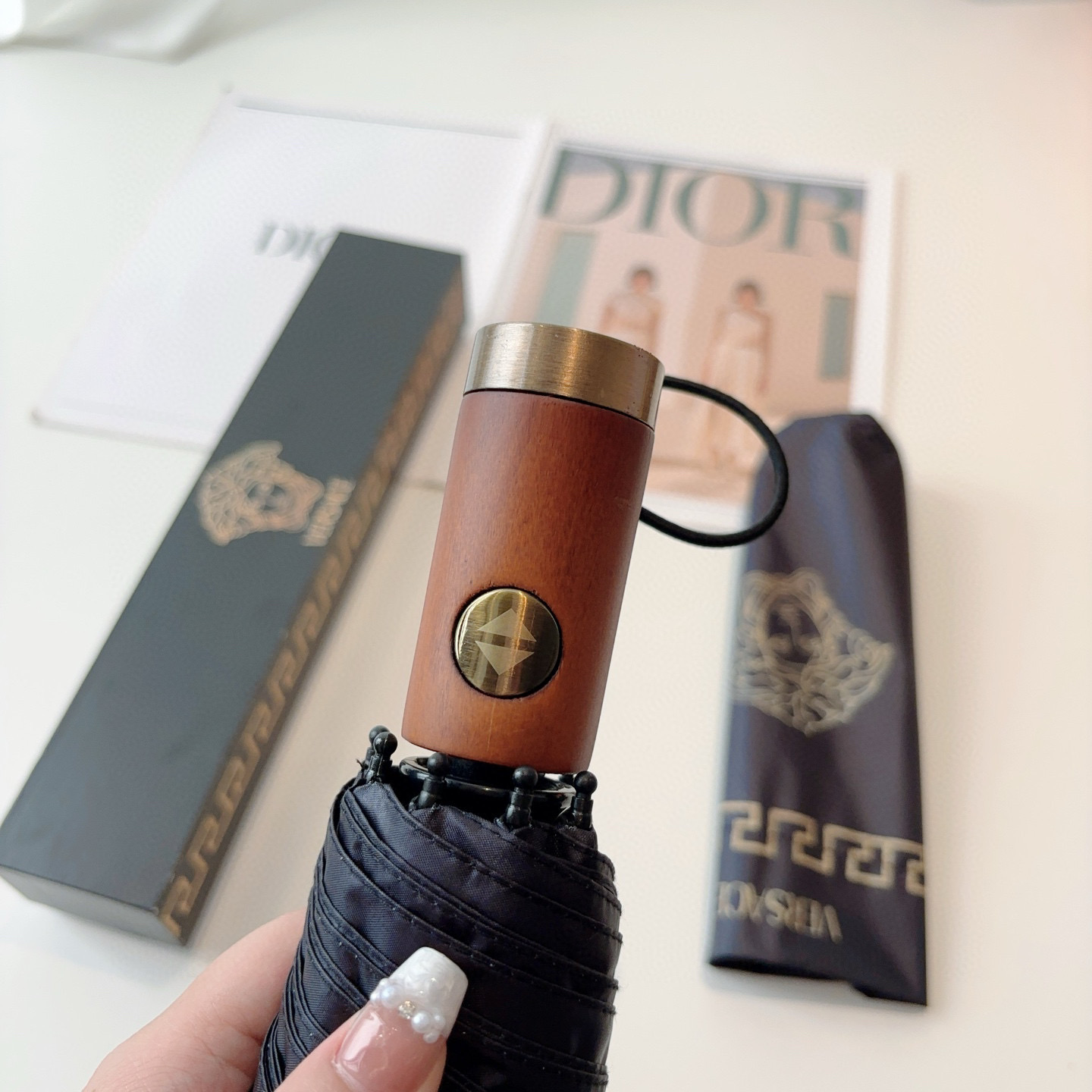  范思哲（VERSACE）新款 三折自动折叠晴雨伞 年度最新火爆单品  原单代工级品质 第一代210T碰