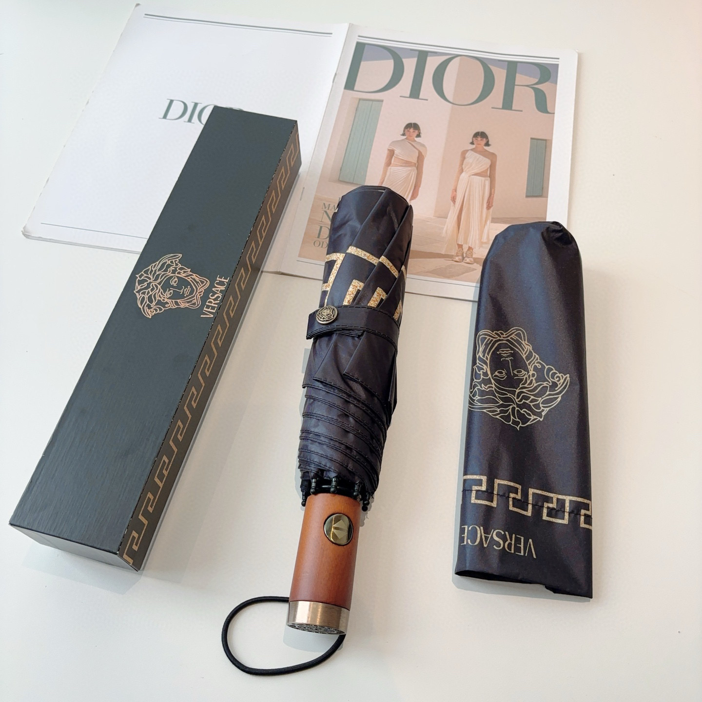  范思哲（VERSACE）新款 三折自动折叠晴雨伞 年度最新火爆单品  原单代工级品质 第一代210T碰