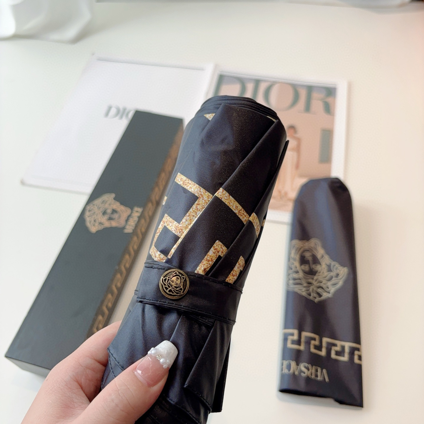  范思哲（VERSACE）新款 三折自动折叠晴雨伞 年度最新火爆单品  原单代工级品质 第一代210T碰