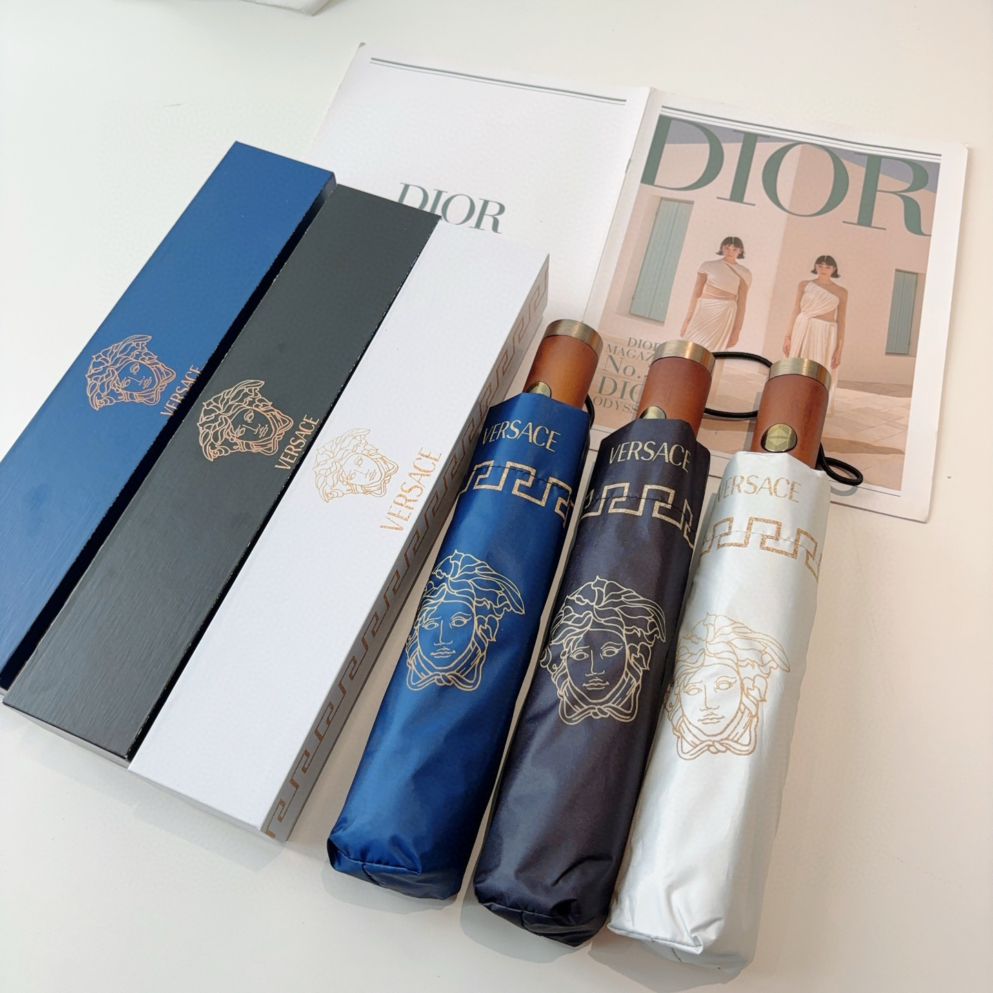  范思哲（VERSACE）新款 三折自动折叠晴雨伞 年度最新火爆单品  原单代工级品质 第一代210T碰