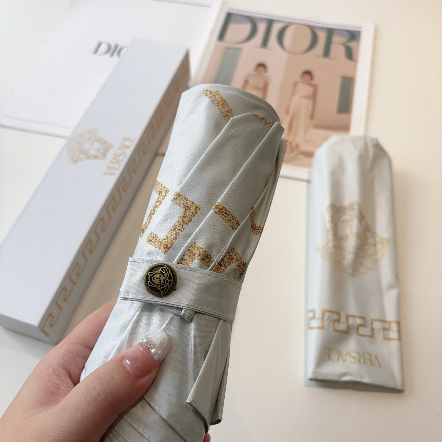  范思哲（VERSACE）新款 三折自动折叠晴雨伞 年度最新火爆单品  原单代工级品质 第一代210T碰