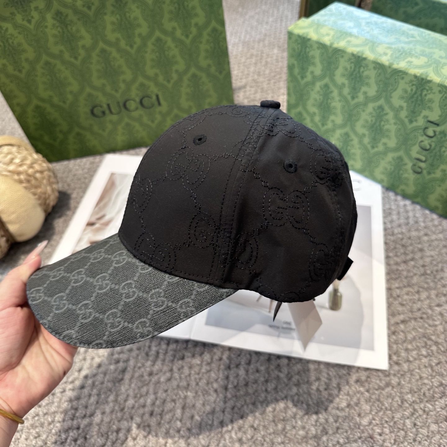 GUCCI古奇棒球帽2025新款gg提花 工艺非常精美 高档大气上档次！低调奢华，方便携带！