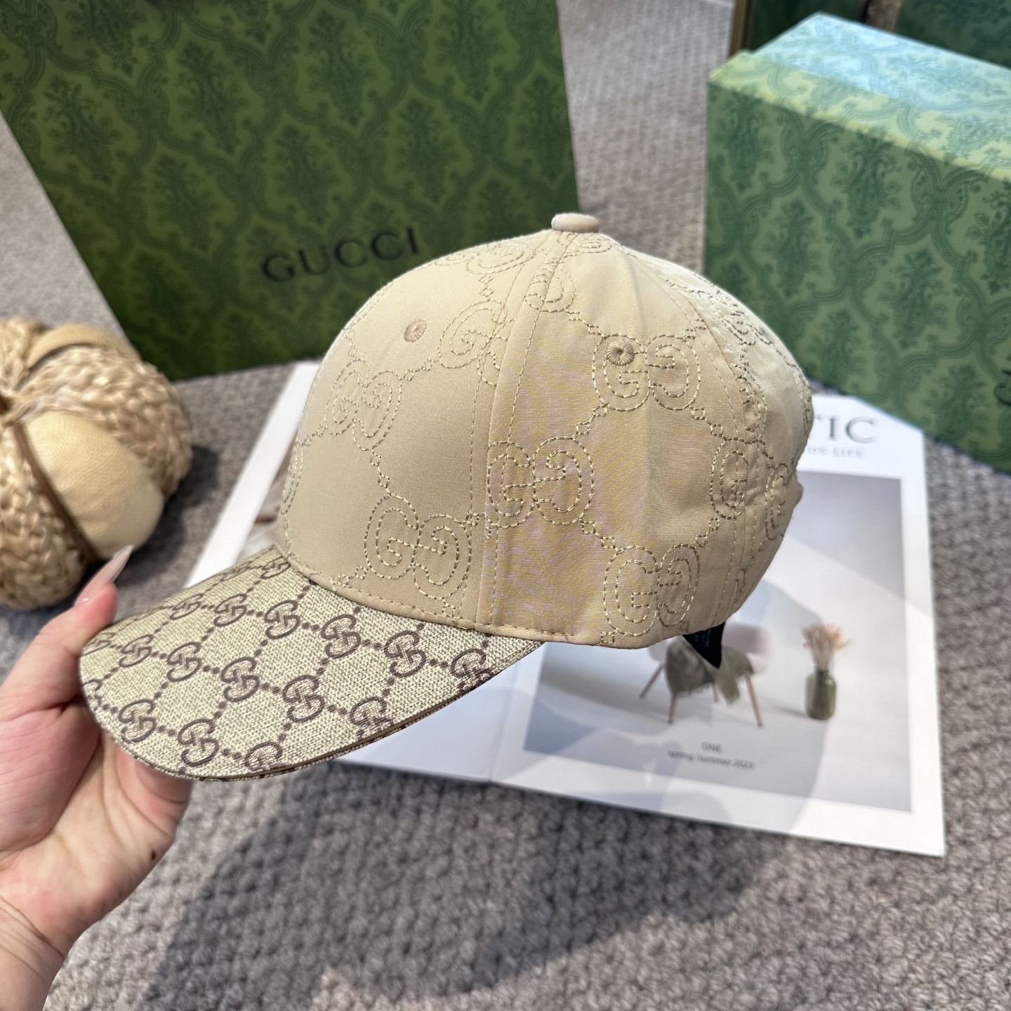 GUCCI古奇棒球帽2025新款gg提花 工艺非常精美 高档大气上档次！低调奢华，方便携带！