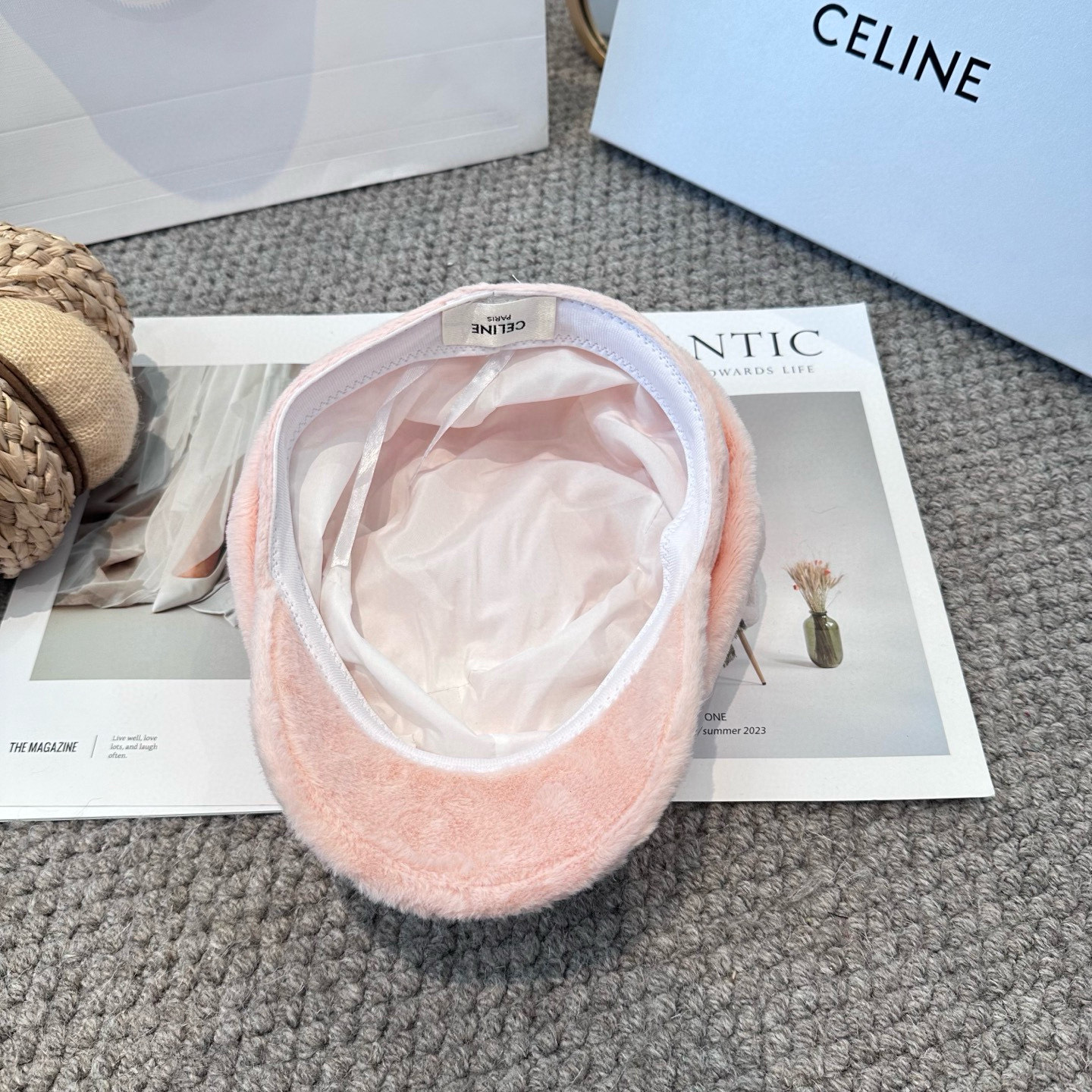 CELINE赛琳韩版八角帽女秋冬加厚保暖毛绒帽子时尚休闲仿兔毛绒潮流时尚