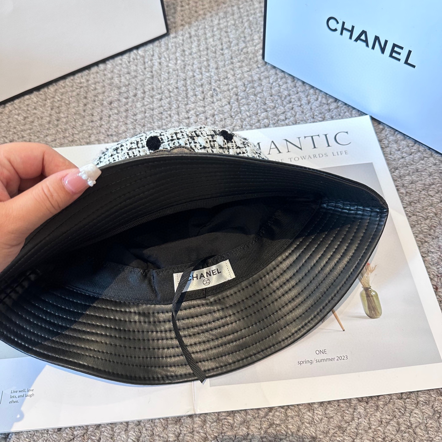  chanel香奈儿渔夫帽，遮阳百搭～休闲出街神器 皮革羊毛拼接面科超好搭配