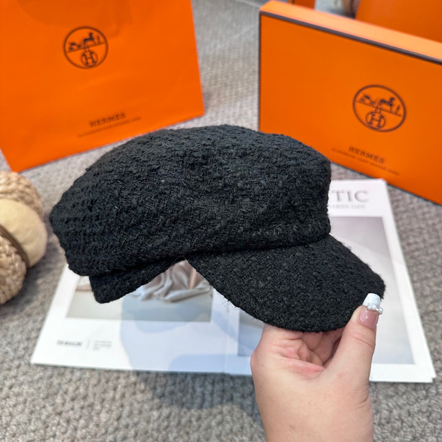  爱马仕HERMES 新款鸭舌画家帽 高版本原单品质 简约经典logo，质感超级赞👍，精致大牌范，女神必