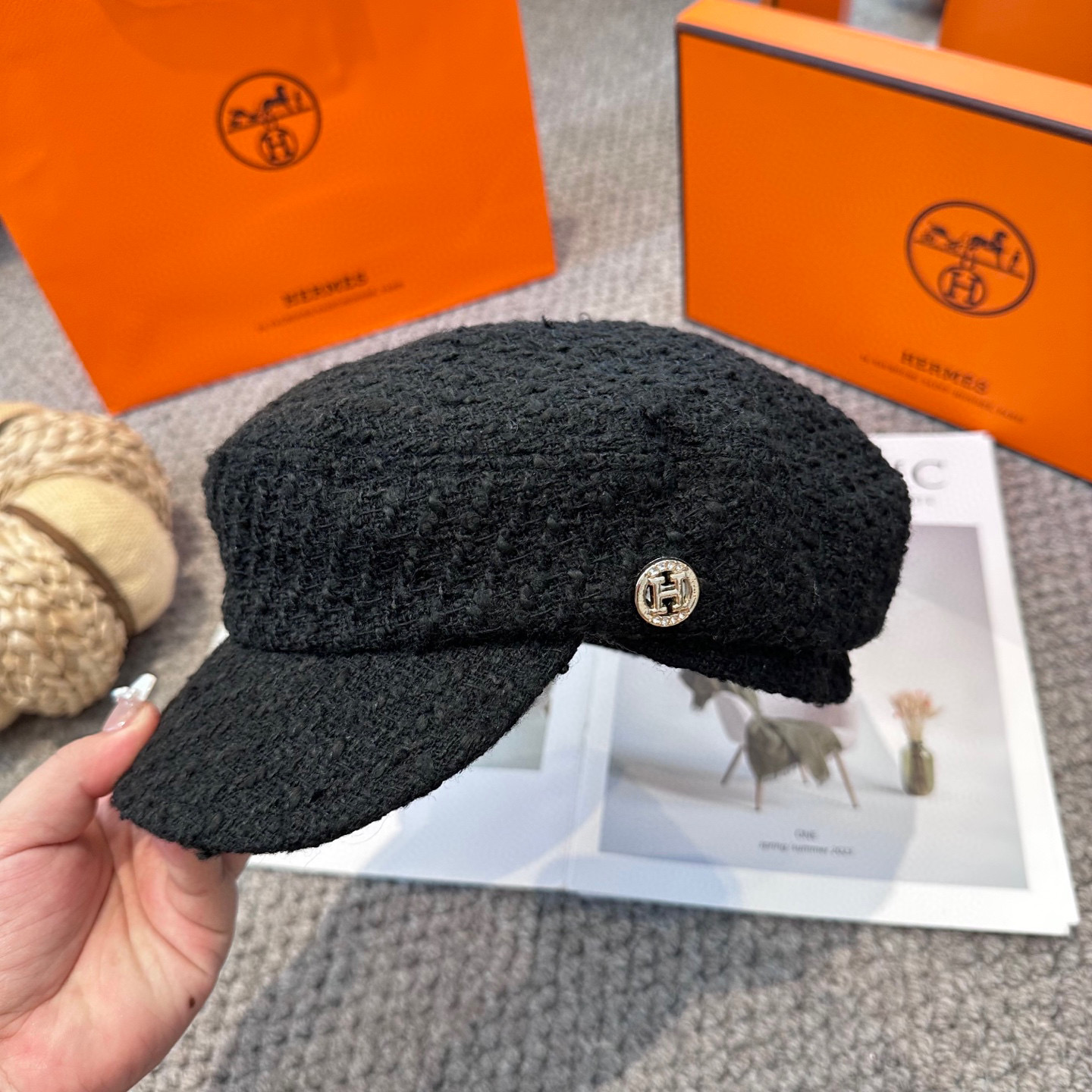  爱马仕HERMES 新款鸭舌画家帽 高版本原单品质 简约经典logo，质感超级赞👍，精致大牌范，女神必