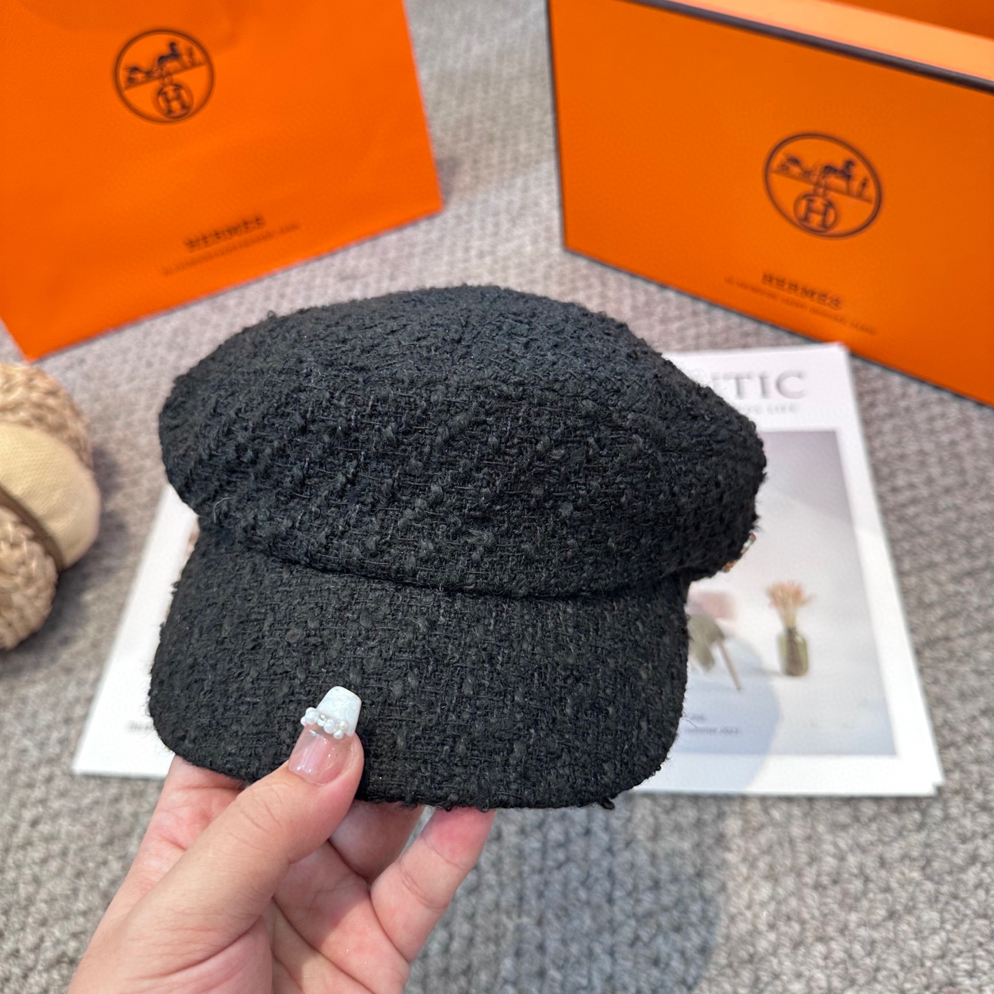  爱马仕HERMES 新款鸭舌画家帽 高版本原单品质 简约经典logo，质感超级赞👍，精致大牌范，女神必