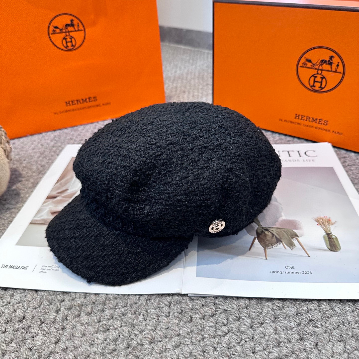  爱马仕HERMES 新款鸭舌画家帽 高版本原单品质 简约经典logo，质感超级赞👍，精致大牌范，女神必