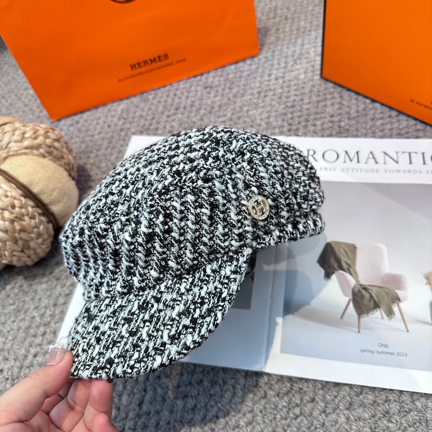 爱马仕HERMES 新款鸭舌画家帽 高版本原单品质 简约经典logo，质感超级赞👍，精致大牌范，女神必
