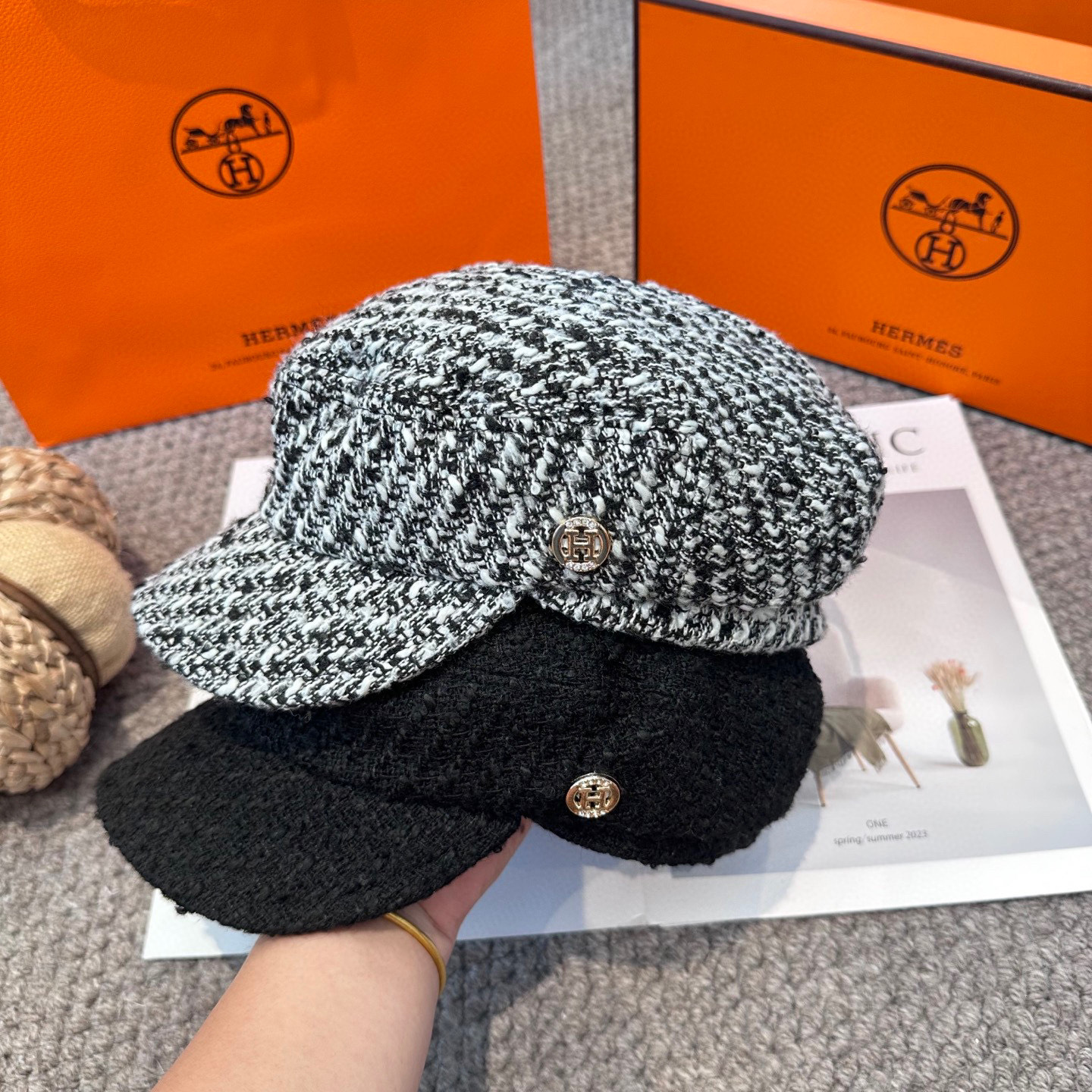  爱马仕HERMES 新款鸭舌画家帽 高版本原单品质 简约经典logo，质感超级赞👍，精致大牌范，女神必