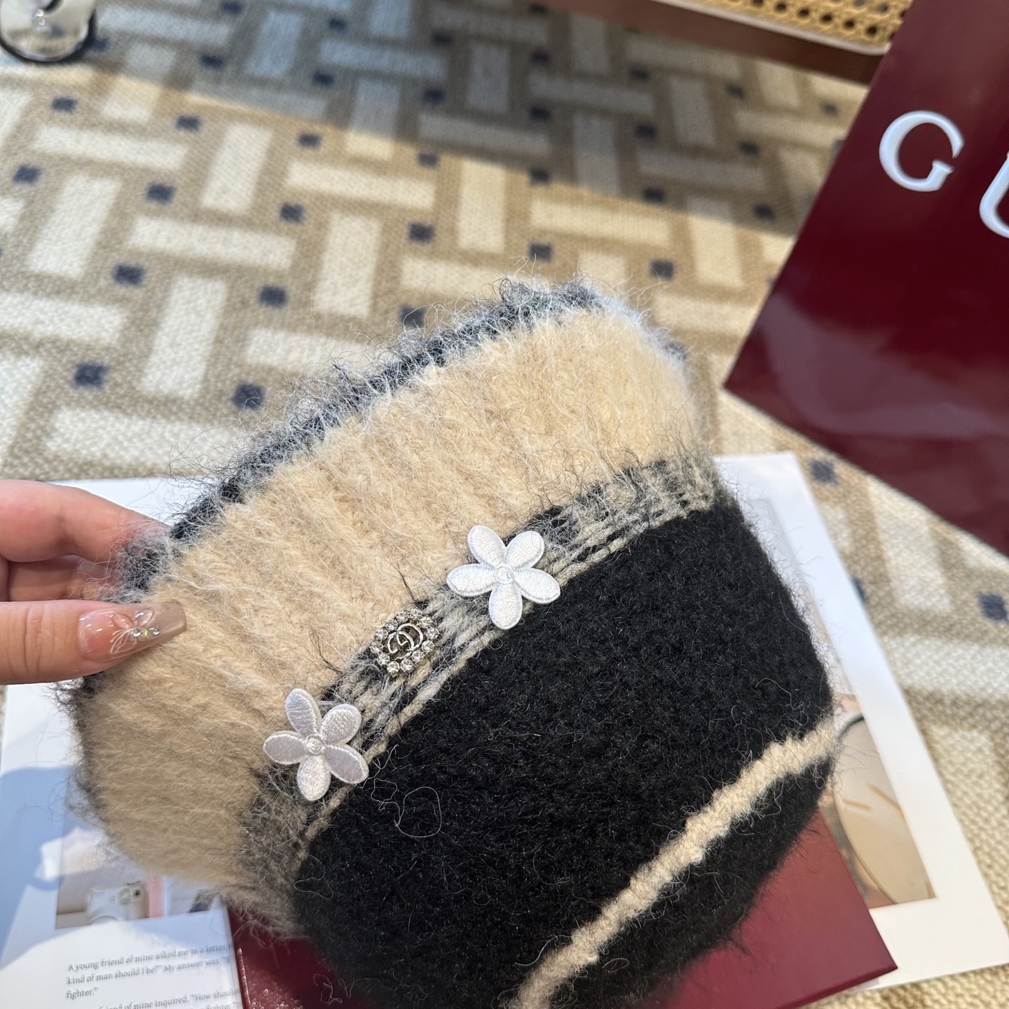 GUCCI古奇 新款 秋冬羊毛混纺针织水桶帽