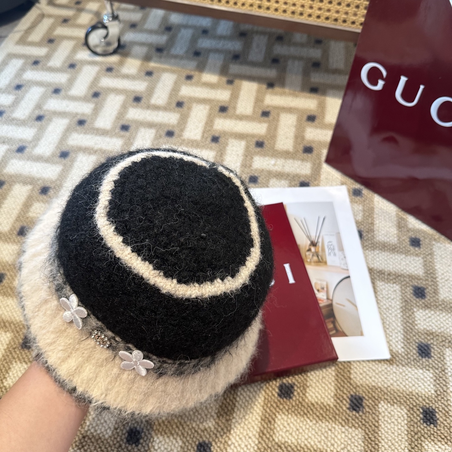 GUCCI古奇 新款 秋冬羊毛混纺针织水桶帽