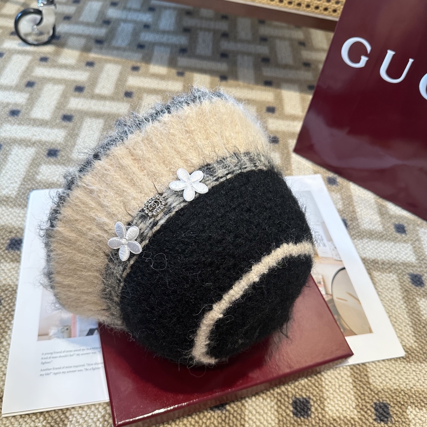 GUCCI古奇 新款 秋冬羊毛混纺针织水桶帽