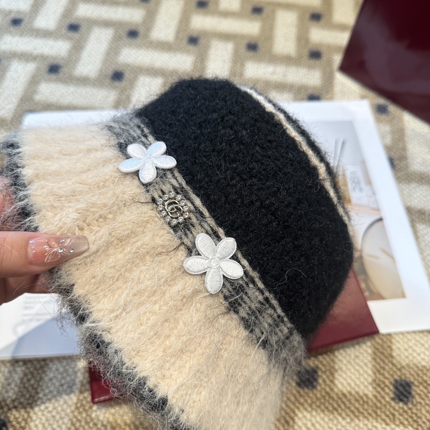 GUCCI古奇 新款 秋冬羊毛混纺针织水桶帽