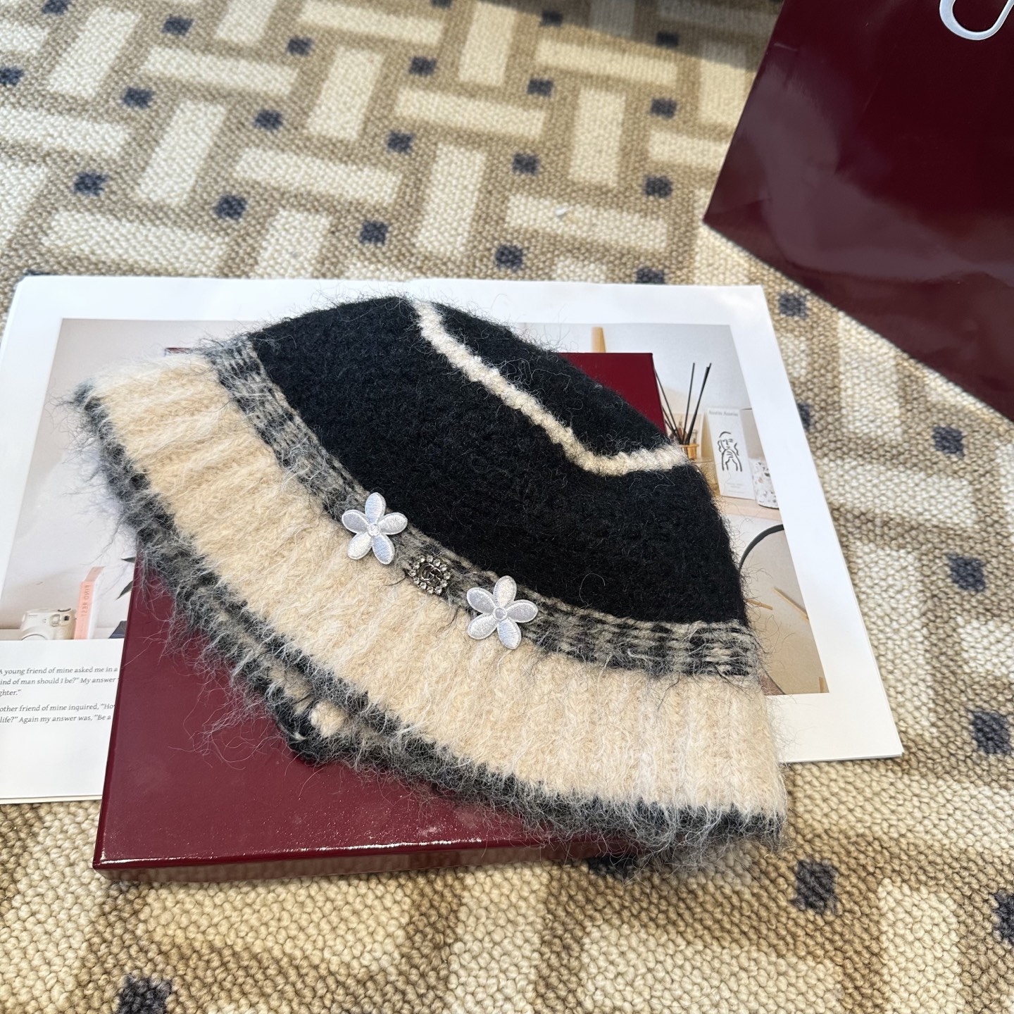 GUCCI古奇 新款 秋冬羊毛混纺针织水桶帽