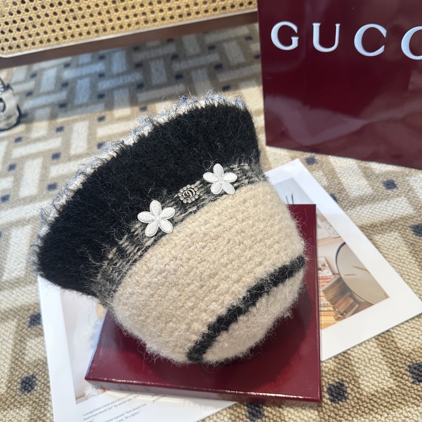 GUCCI古奇 新款 秋冬羊毛混纺针织水桶帽