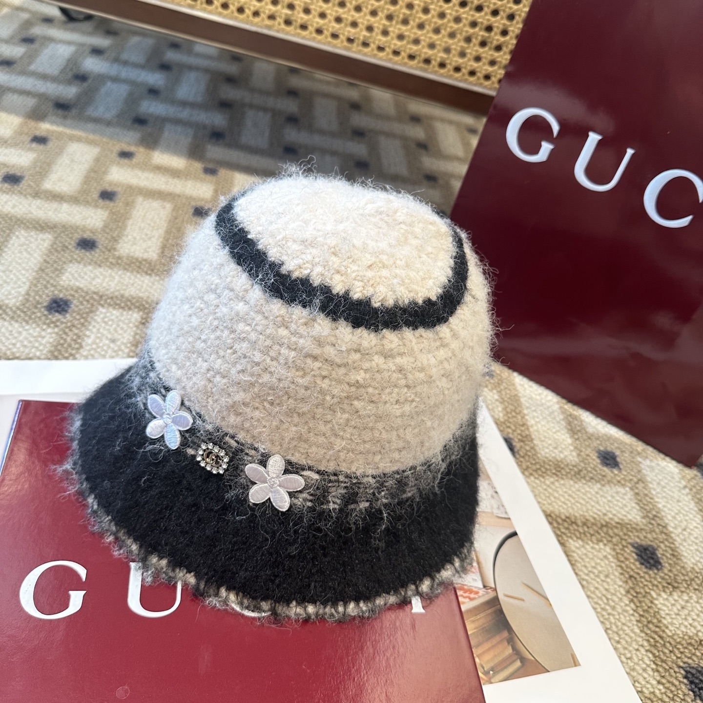 GUCCI古奇 新款 秋冬羊毛混纺针织水桶帽