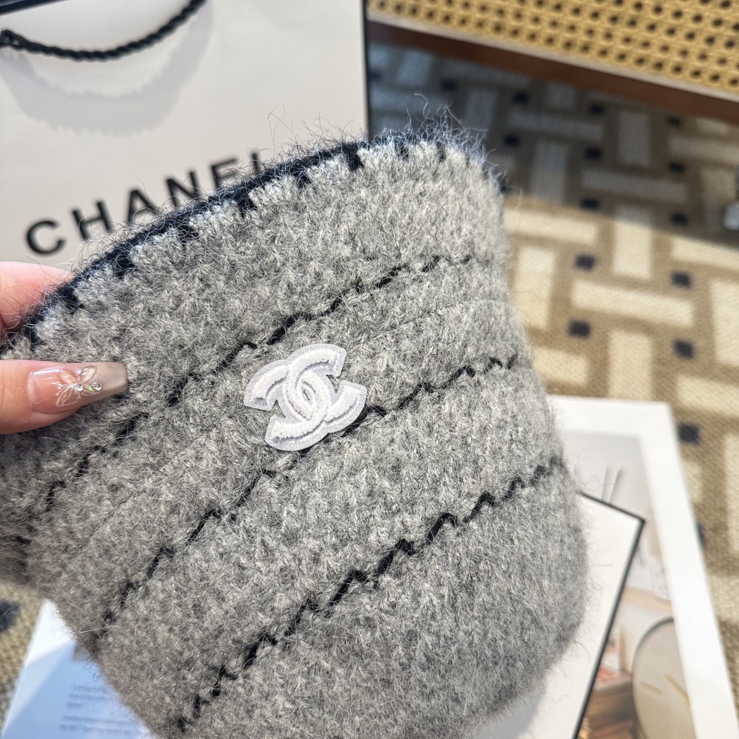 CHANEL香奈儿 新款 秋冬羊毛混纺针织水桶帽